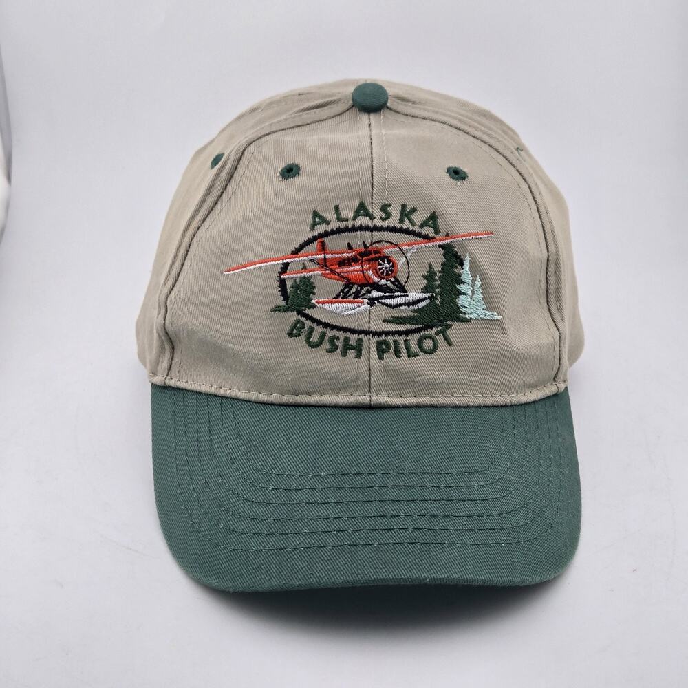 Alaska Bush Pilot Vintage Snapback Hat Arctic Circle Enterprises Tan Green Vtg